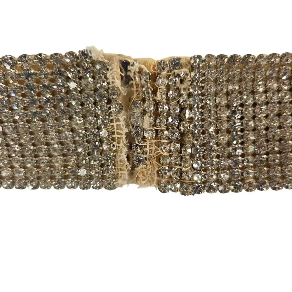 Vintage Rhinestone Stage Waist Belt 22.5” Prong Set Crystals
